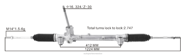 hutchinson autopartes México - cremallera de dirección asistida 77367810 68263318aa 52060738 52060739 51967456 52076430 52113668 52005180 51936135 52158027 52158028 406F2794 DODGE/CHRYSLER